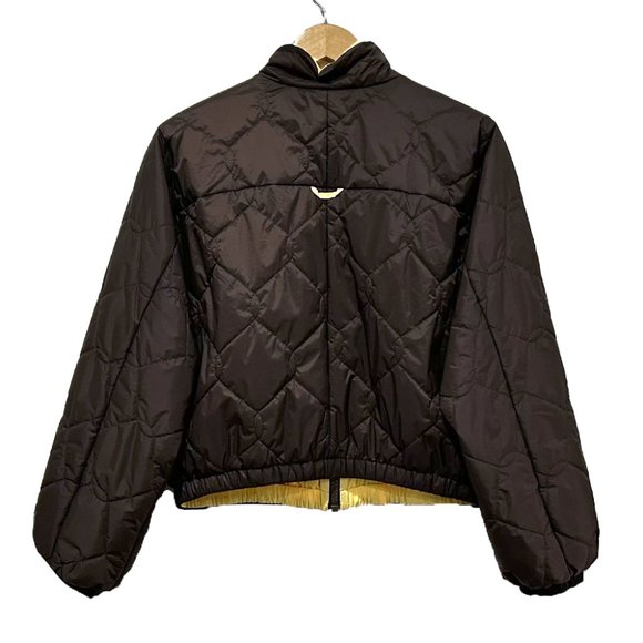 Anthropologie Women's Khaki Brown Cropped Puffer Jacket Small - Picture 3 of 4